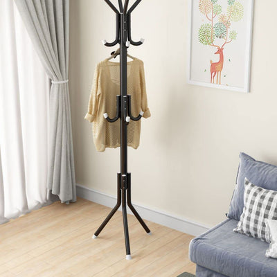 12 Hook Coat Racks Stand Black